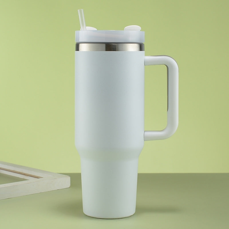 Double Wall Stainless Steel 1.18L/40oz Tumbler with Flip Open Lid and Straw - AHA SUPERSTORE